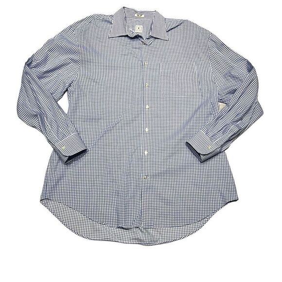 Peter Millar Other - Peter Millar Mens Plaid Collared Long Sleeve Dress Shirt Blue White Size XL
